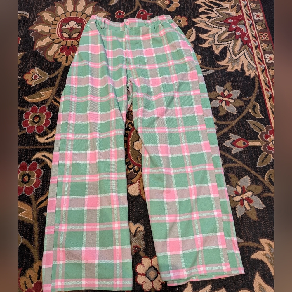 Lazy Oaf Pink And Green Plaid Pants